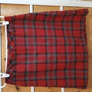 Plaid Wool Skirt Preppy Red/Black/Grey Mini Lined